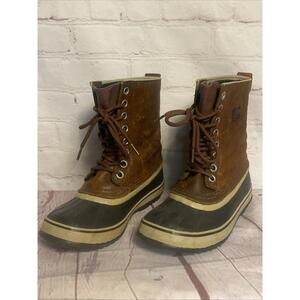 Sorel 1964 Premium Duck Boots Brown Waterproof Leather 7 Oxford Tan NL1718-206